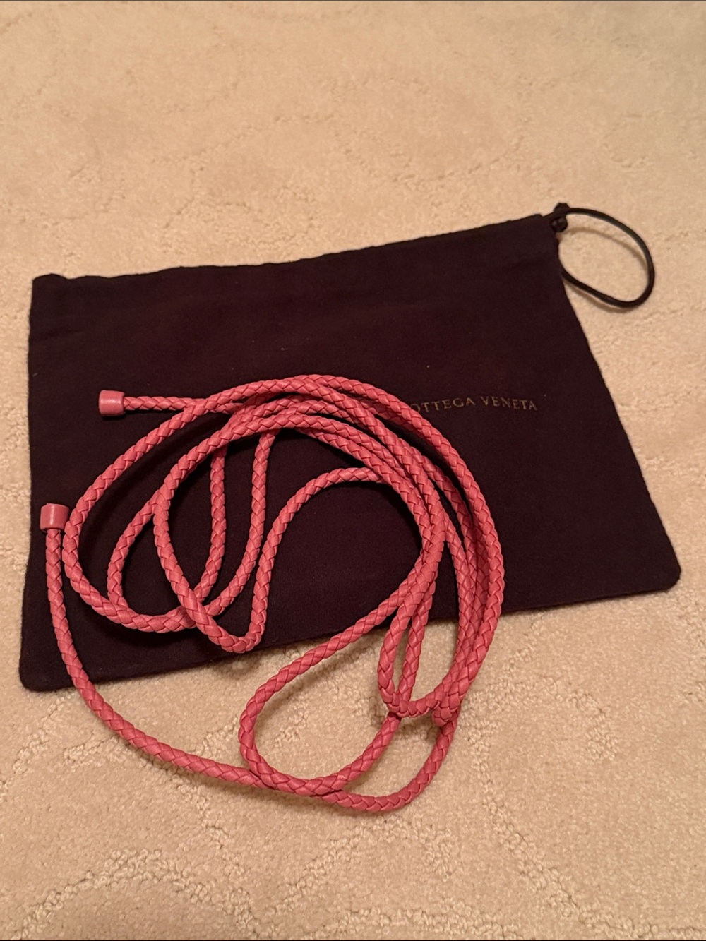 Bottega Veneta Coral Pink Intrecciato Braided Leather Crossbody Strap